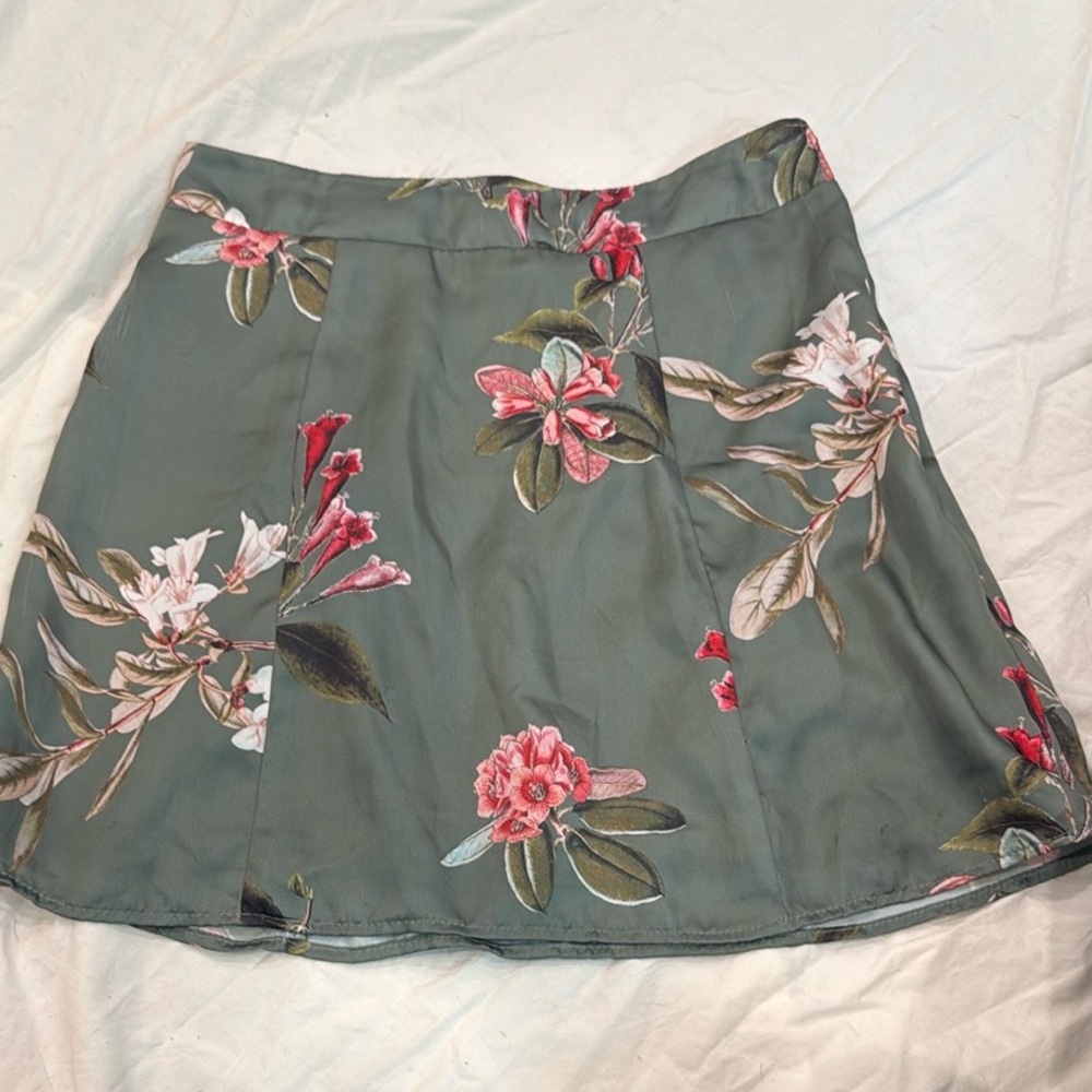 Show Me Your MuMu Floral Mini Skirt in Green and Pink